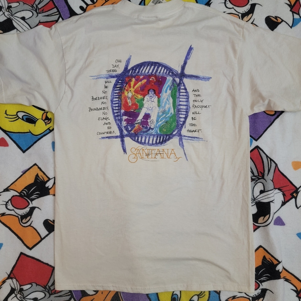 Vintage 90s Santana Hard Rock cafe Shirt Size XL Save The Planet Series